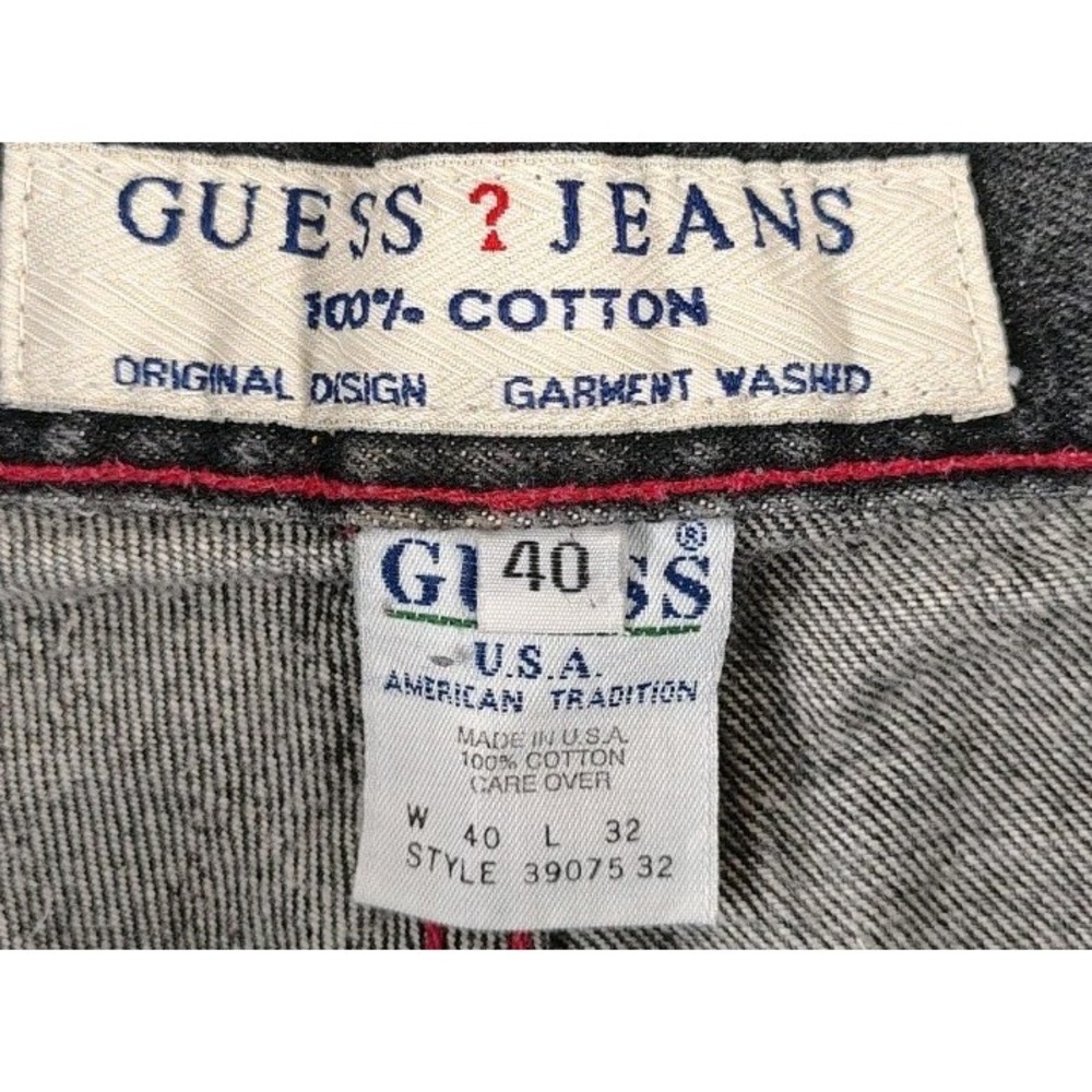 Guess Jeans Style 39075 Made In The USA Triangle Black Wash Red Stitching 38X31 - Picture 14 of 15